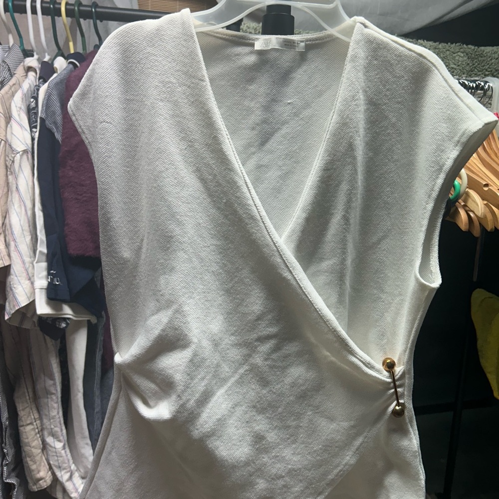 Zara Ivory Wrap Blouse